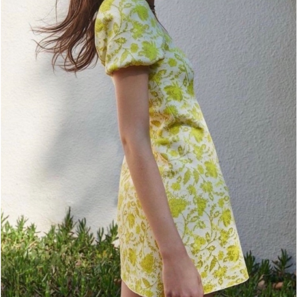 ZARA Jacquard Knit Puff Sleeve Dress